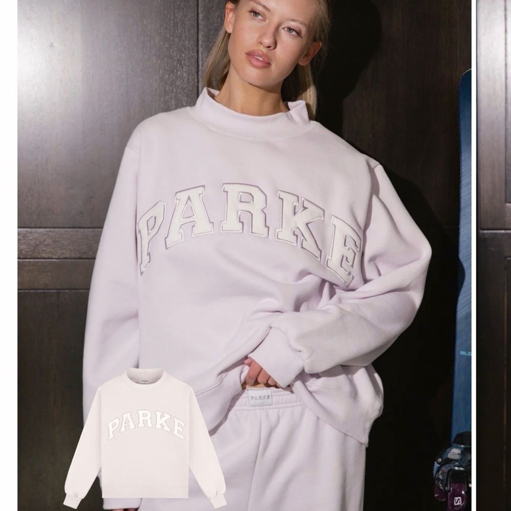 NIB Parke Varsity Mockneck Lilac White